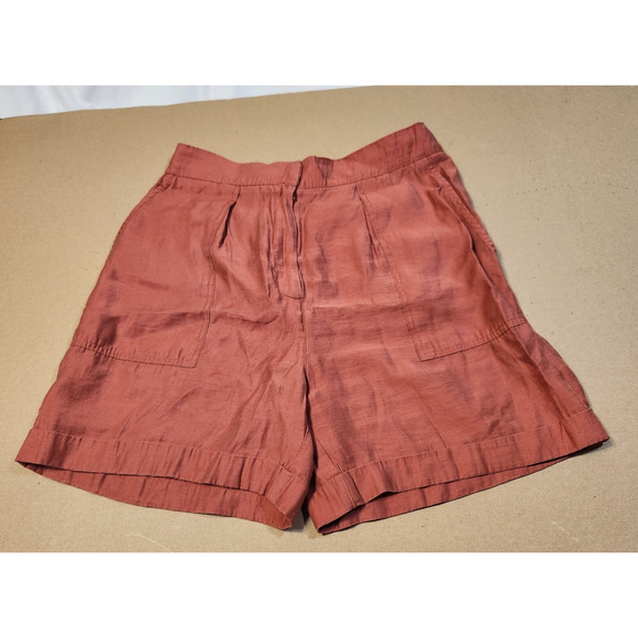 Zara Small $55 Pumpkin Satin Lyocell High Waist Shorts Autumn Goddess - Picture 1 of 11